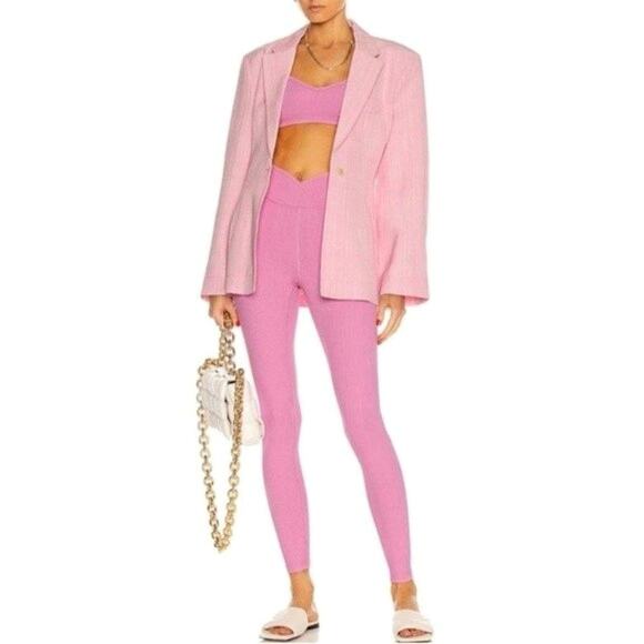 NEW Years Of Ours Veronica Pink Ribbed Pull On Activewear Leggings Pants  Sz M - Picture 3 of 9